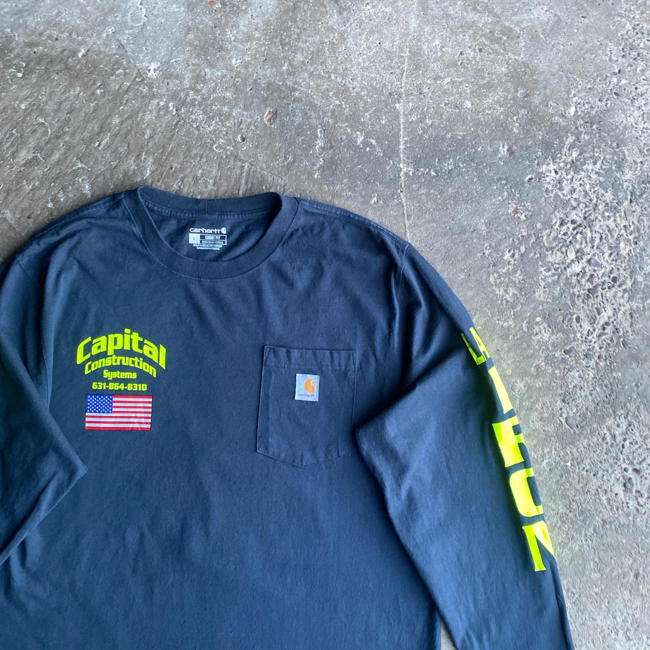 Navy Carhartt Graphic Pocket Long Sleeve T-Shirt - L