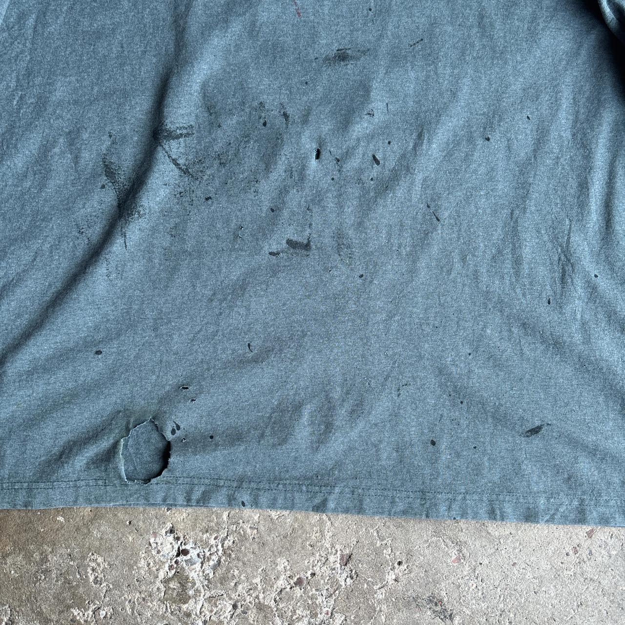 Grey/Blue Distressed Carhartt Long-Sleeve T-Shirt
