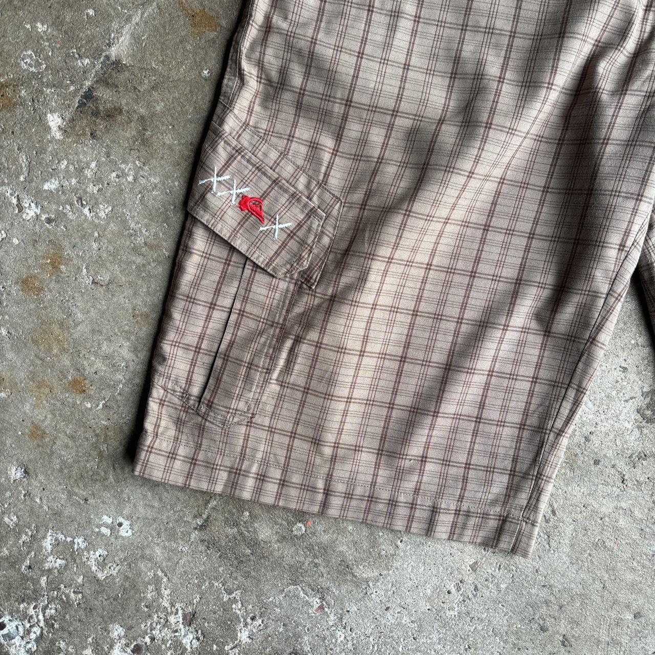 Brown Checkered Quiksilver Y2K Cargo Shorts