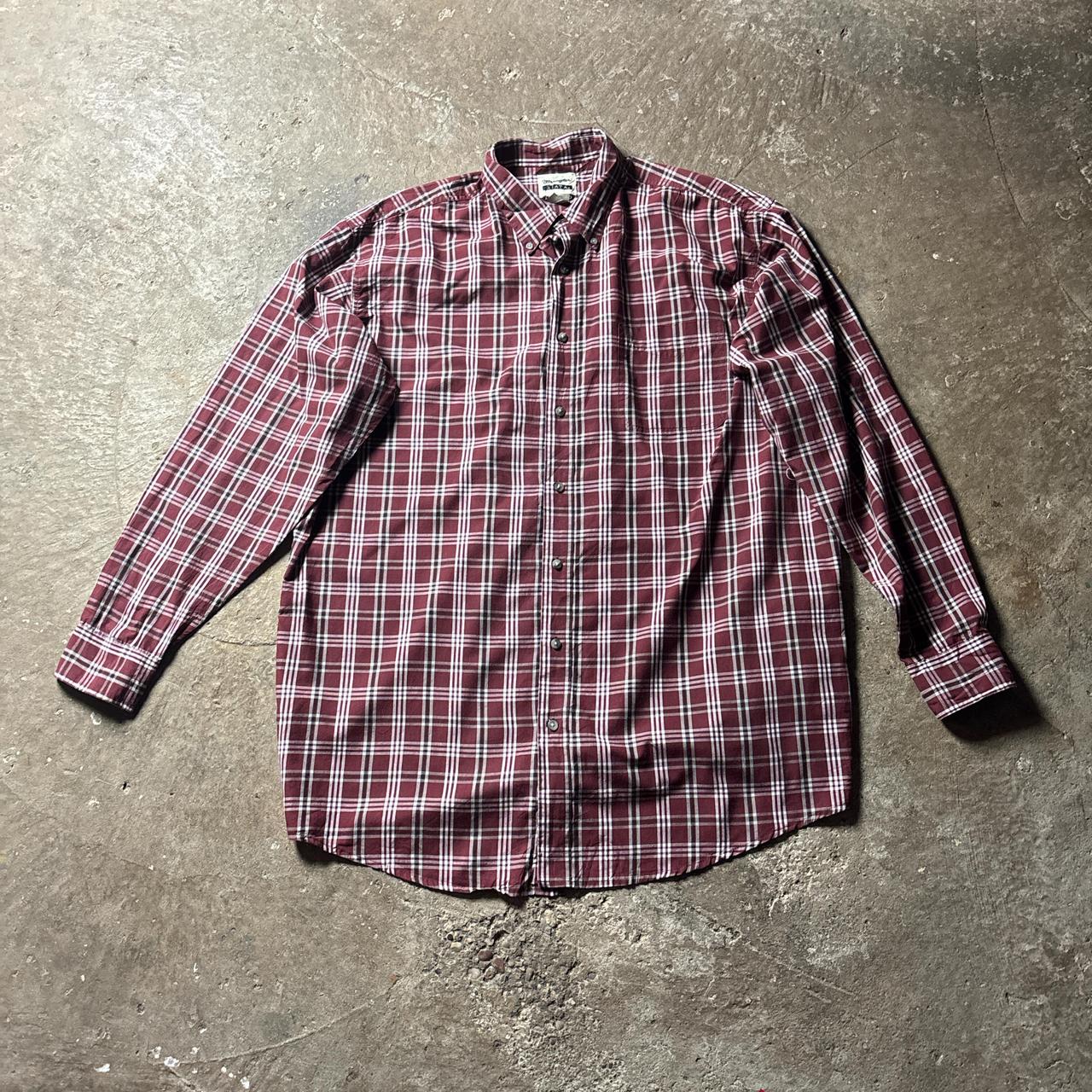 Burgundy Wrangler Plaid Long Sleeve Shirt - 2XL