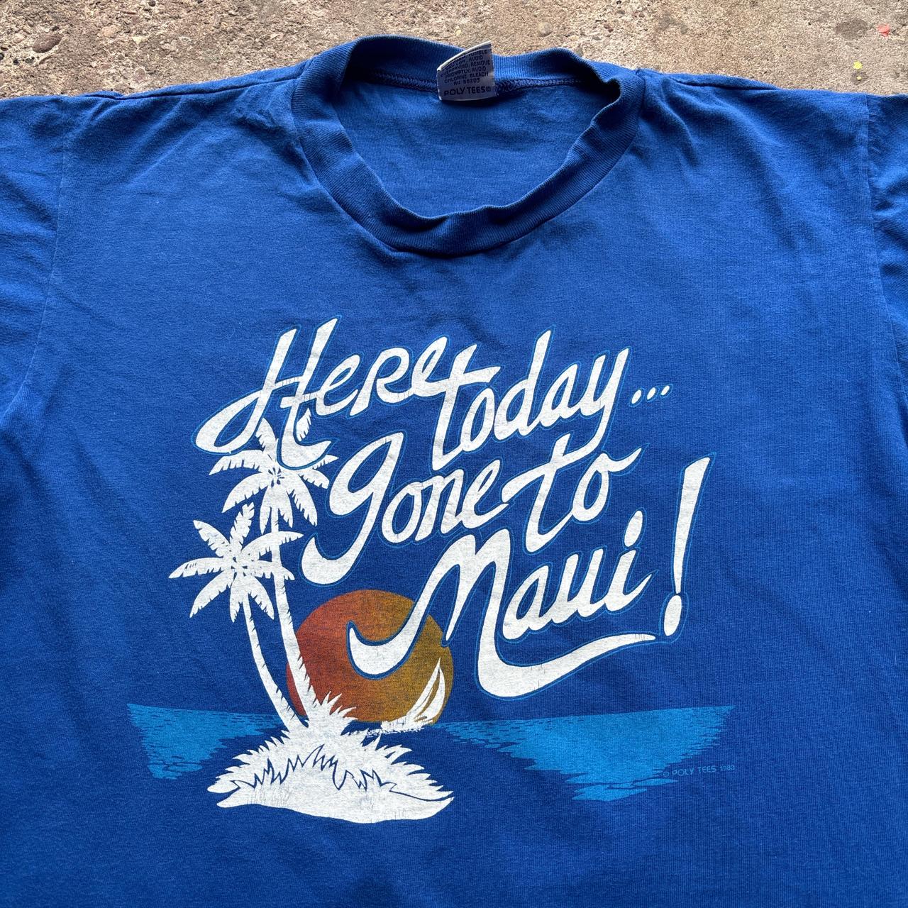 80s blue single stitch tee with Maui graphic - L
