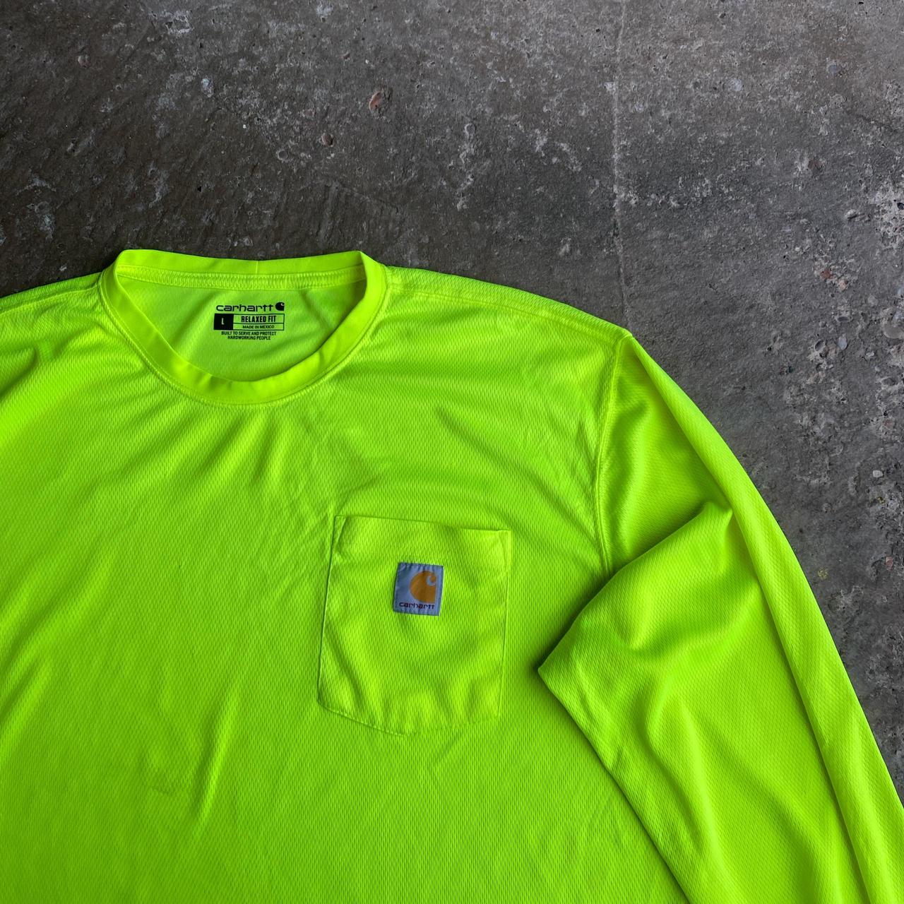 Luminous Yellow Carhartt Long-Sleeve Single Pocket T-Shirt - L