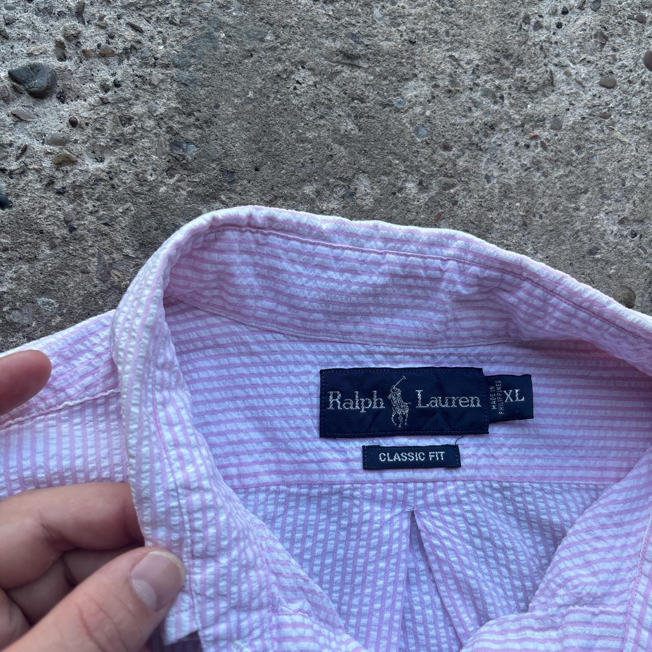 Vintage pink and white striped Polo Ralph Lauren shirt - XL