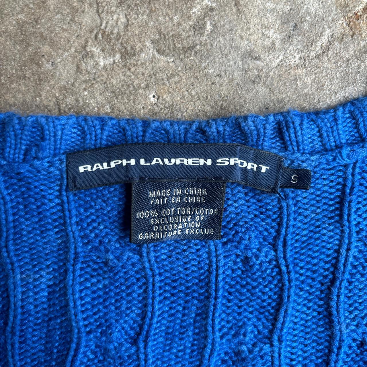 Blue V-Neck Ralph Lauren Cable Knit Sweater - S (women’s)