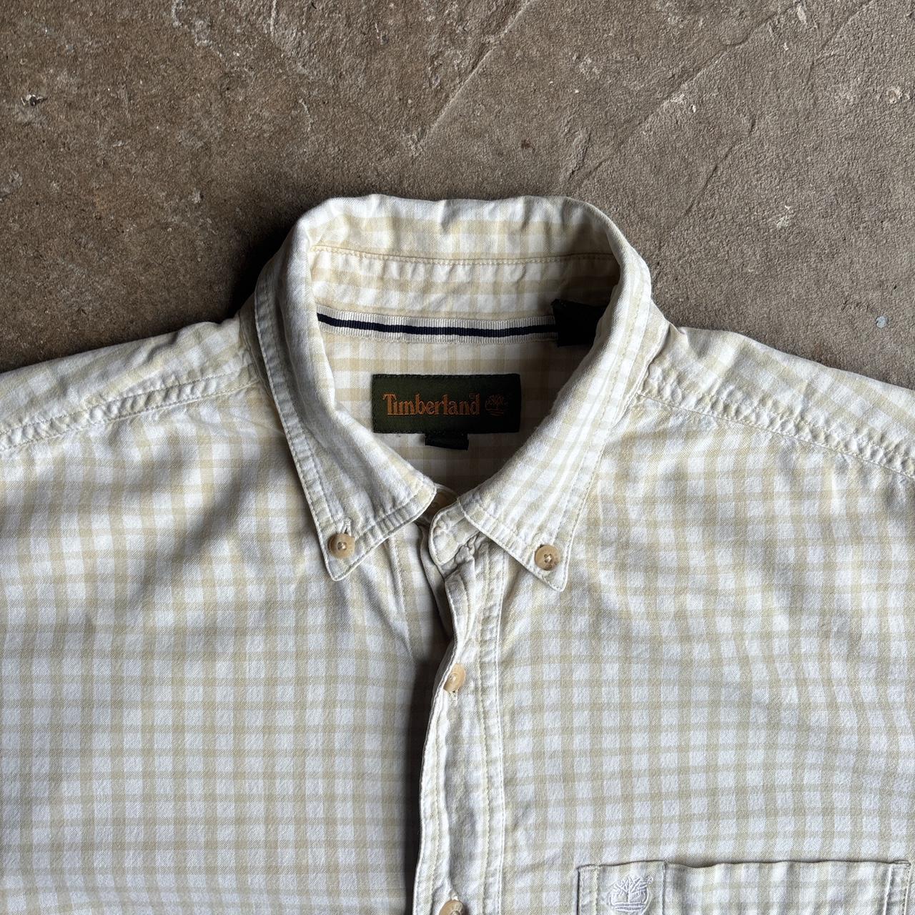 Yellow & White Checkered Timberland Short Sleeve Shirt - M