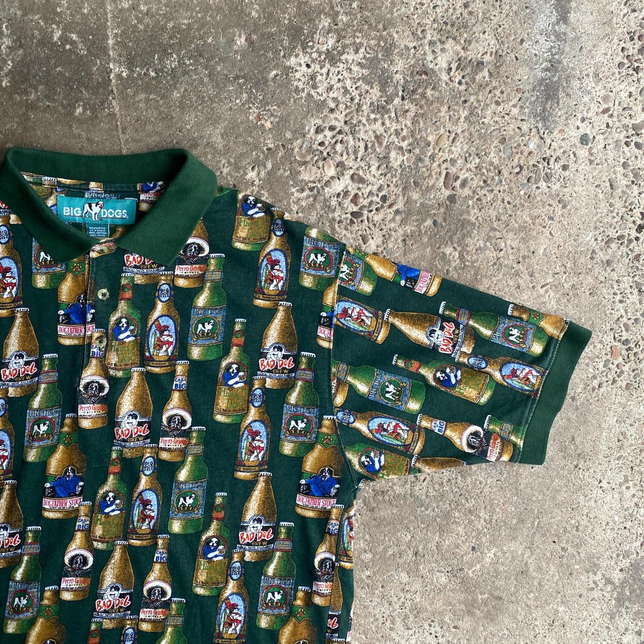 Green Graphic Print Big Dogs Polo Shirt - L