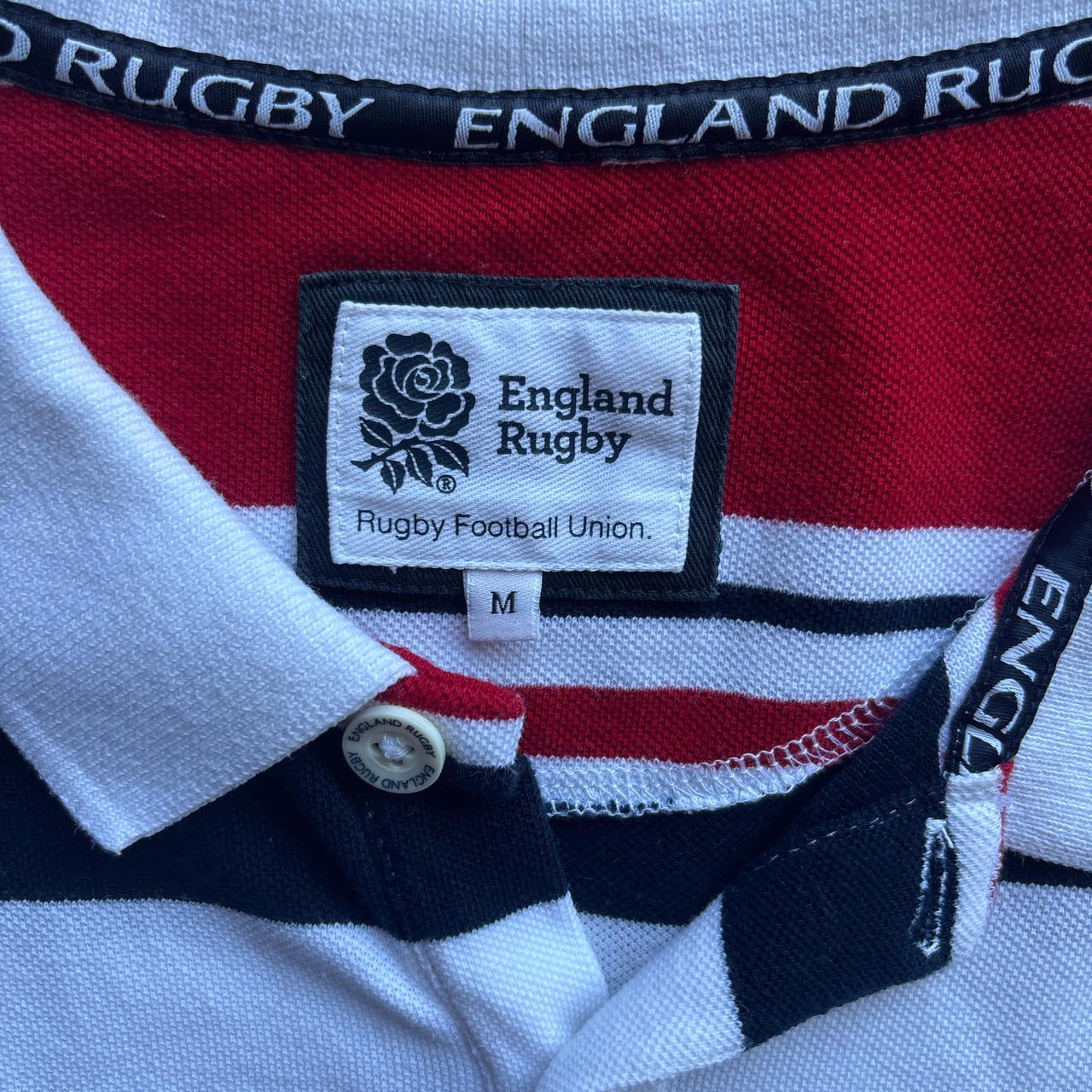 White Striped England Rugby Union Polo Shirt