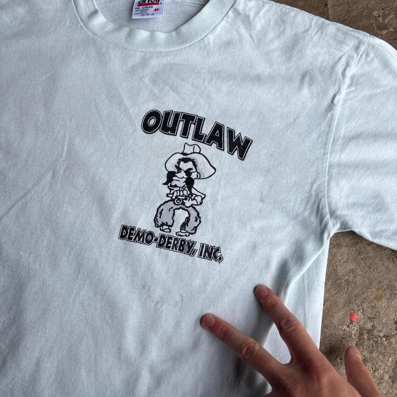 Light Blue ‘Outlaw’ Graphic T-Shirt - M