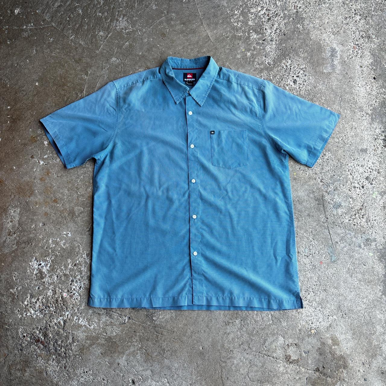 Blue Checkered Quiksilver Short Sleeve Shirt