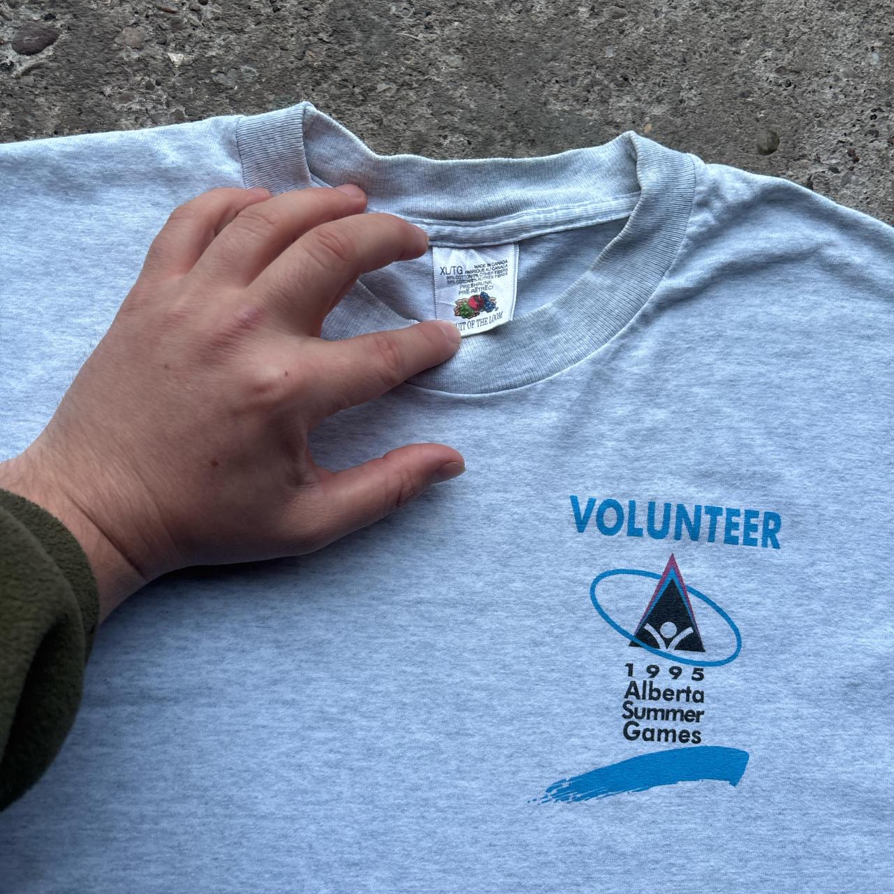 90s grey graphic t-shirt with Alberta Games print - XL