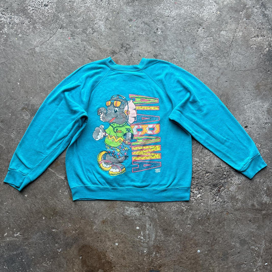 90s Blue graphic sweatshirt with Alabama Elephant print