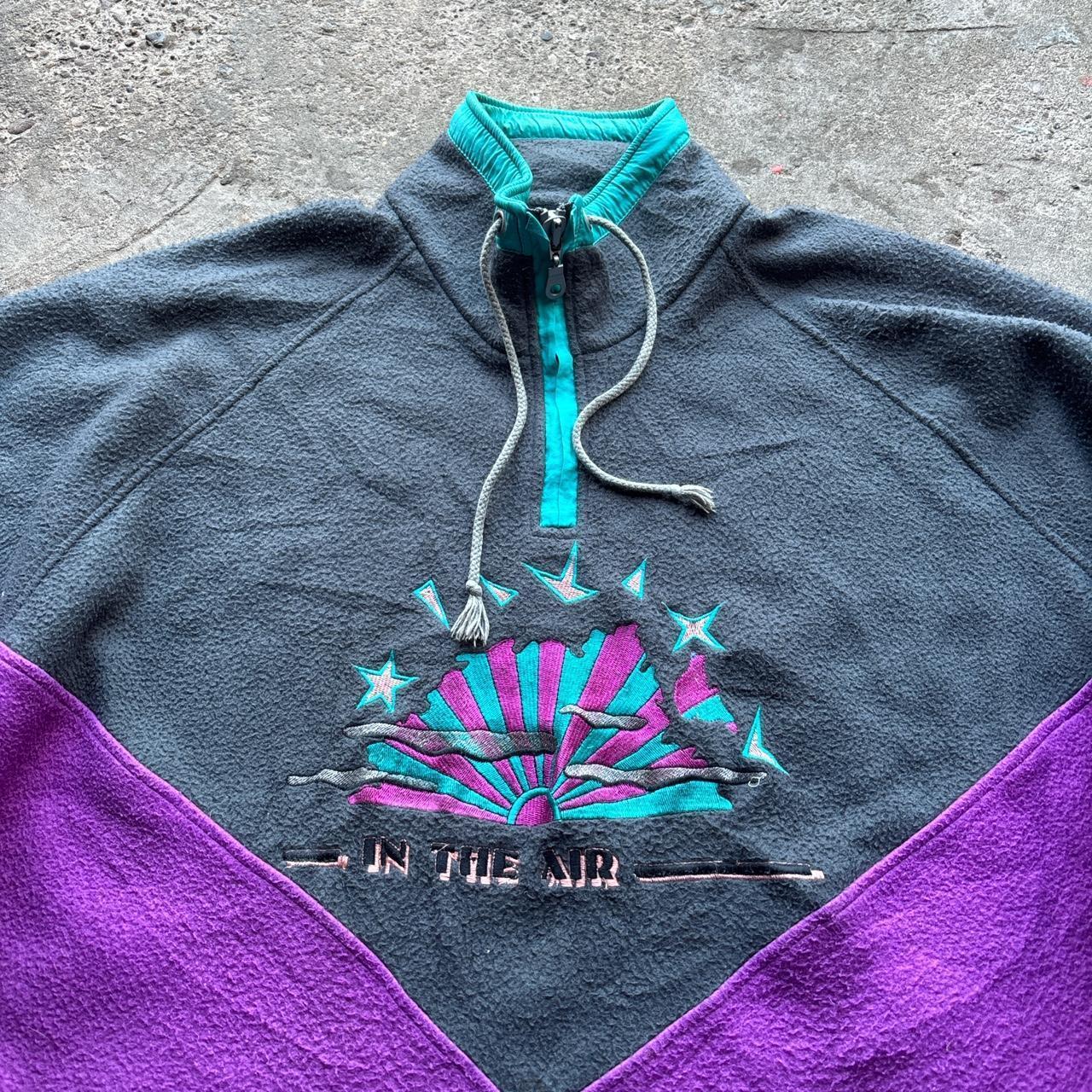 Purple and grey fleece with embroidered design