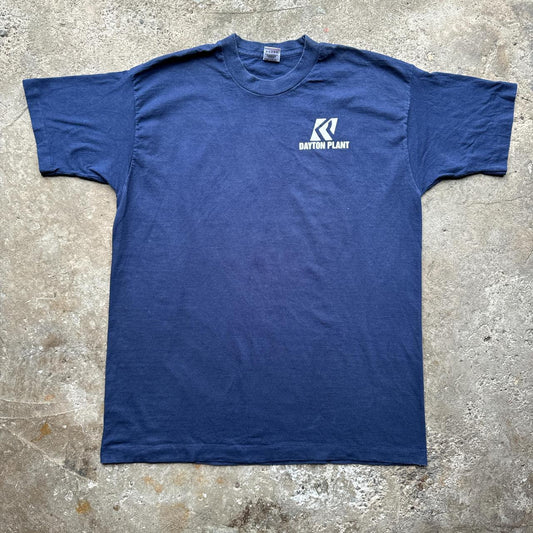 Navy graphic tee with ‘Dayton Plant’ print