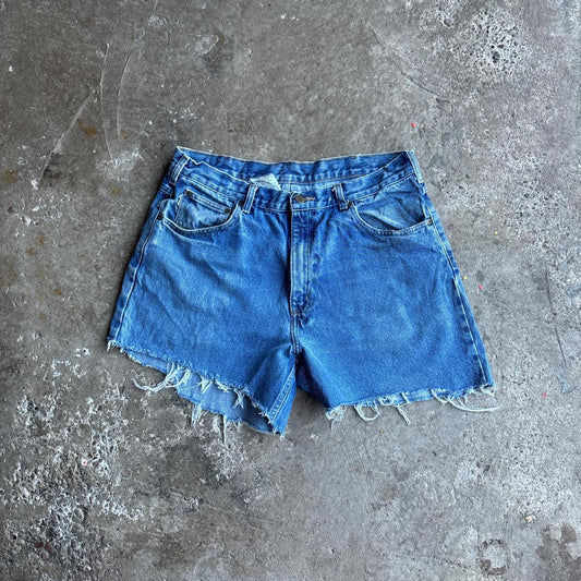 Blue Carhartt Cut/ Distressed Denim Shorts