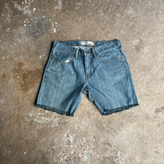Textured Blue Denim Levi’s 559 Jean Shorts