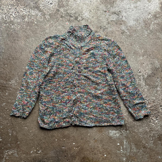 Multi-coloured zip-through knitted sweater  - L