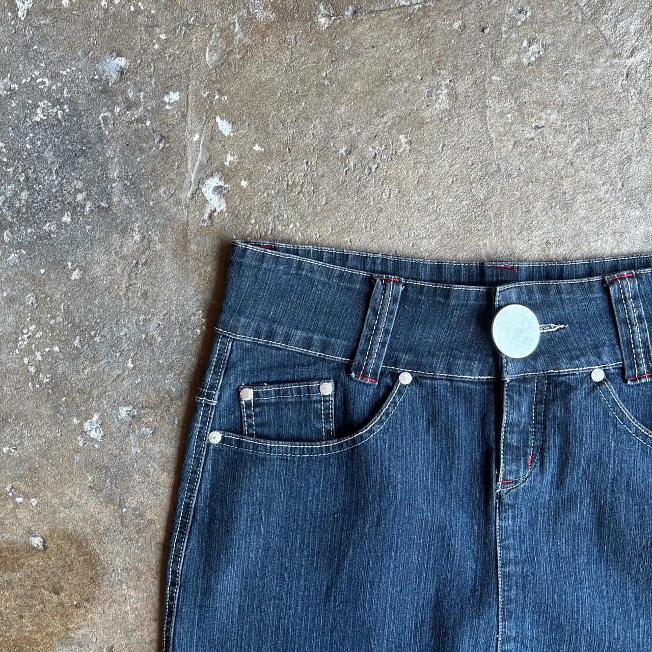Dark Blue Textured Denim Skirt