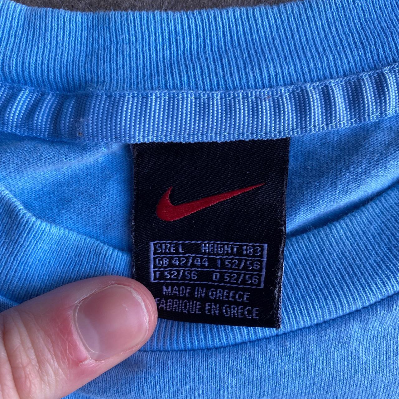 Vintage Blue Nike Embroidered Tick T-Shirt - L