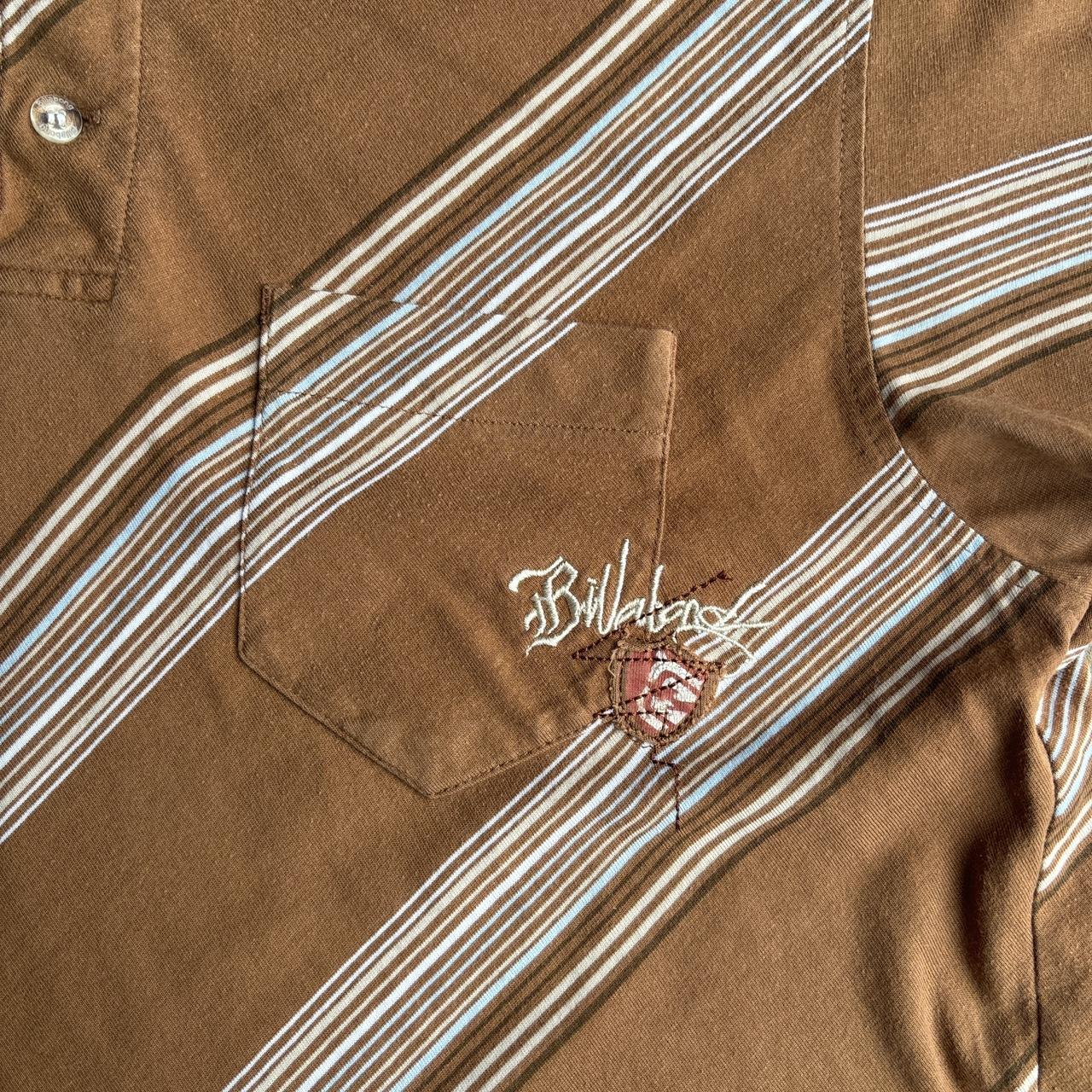 Brown Y2K Striped Billabong Polo Shirt