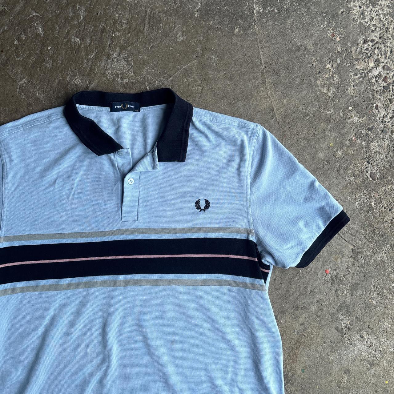 Light Blue & Black Fred Perry Polo Shirt - 2XL