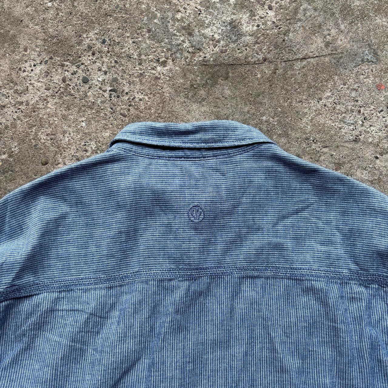 Blue and white striped Fat Face linen shirt