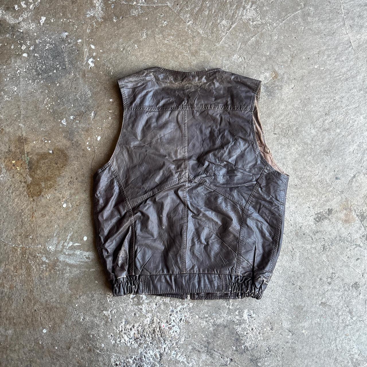 Brown Leather Vest Jacket