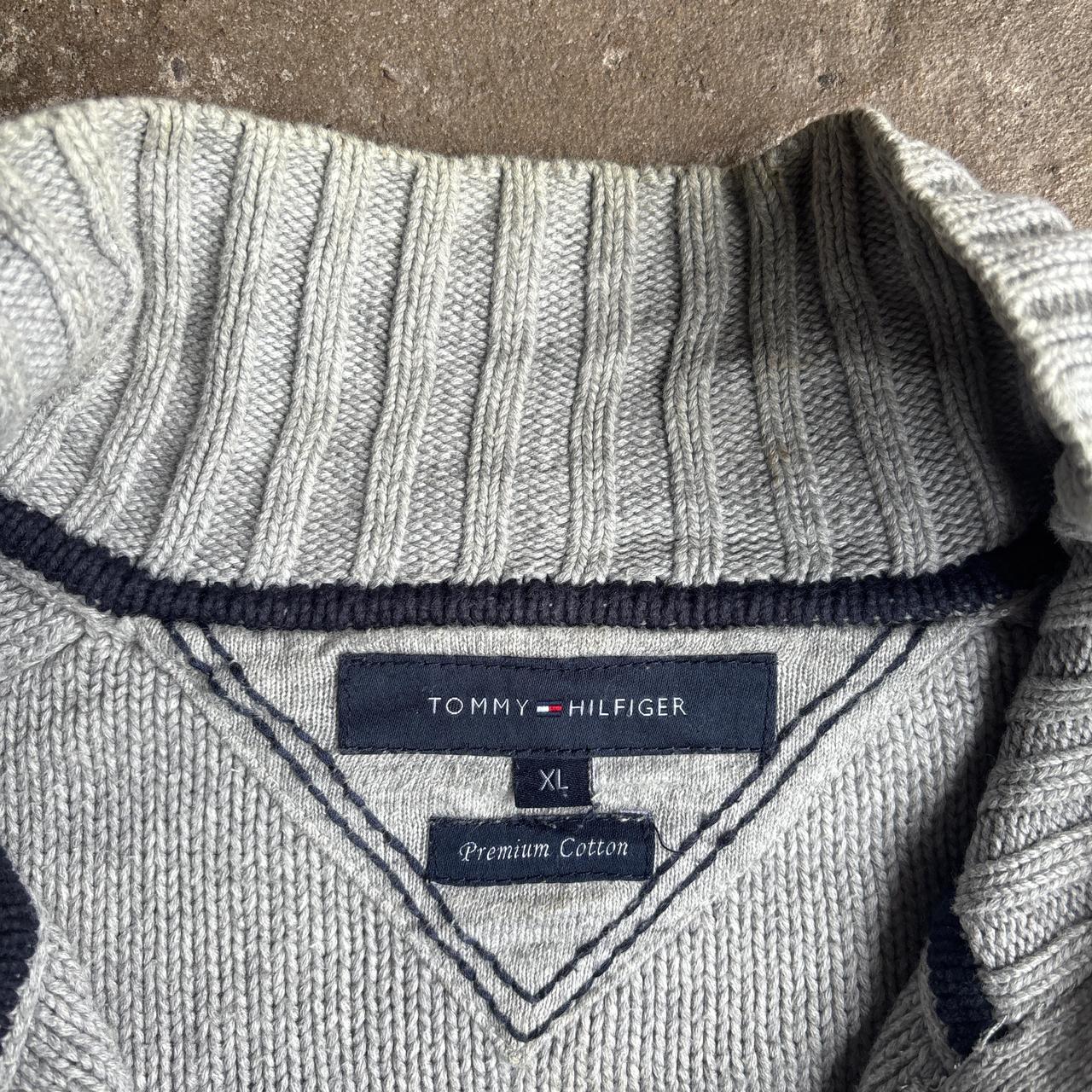 Grey Tommy Hilfiger Full-Zip Knit Sweater - XL