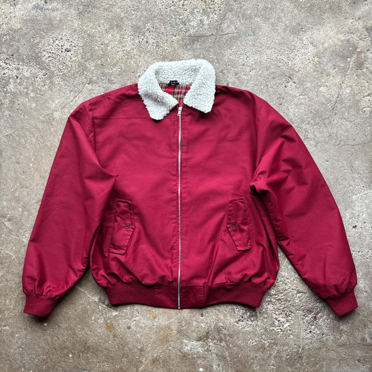 Vintage Burgundy Harrington Jacket with Sherpa collar