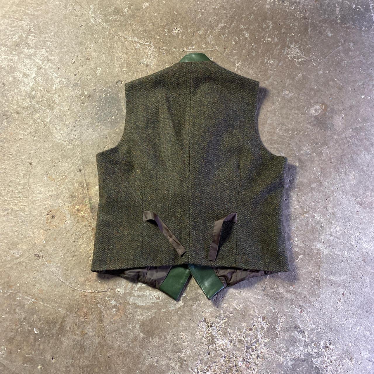 Olive Green Herringbone Tweed Waistcoat