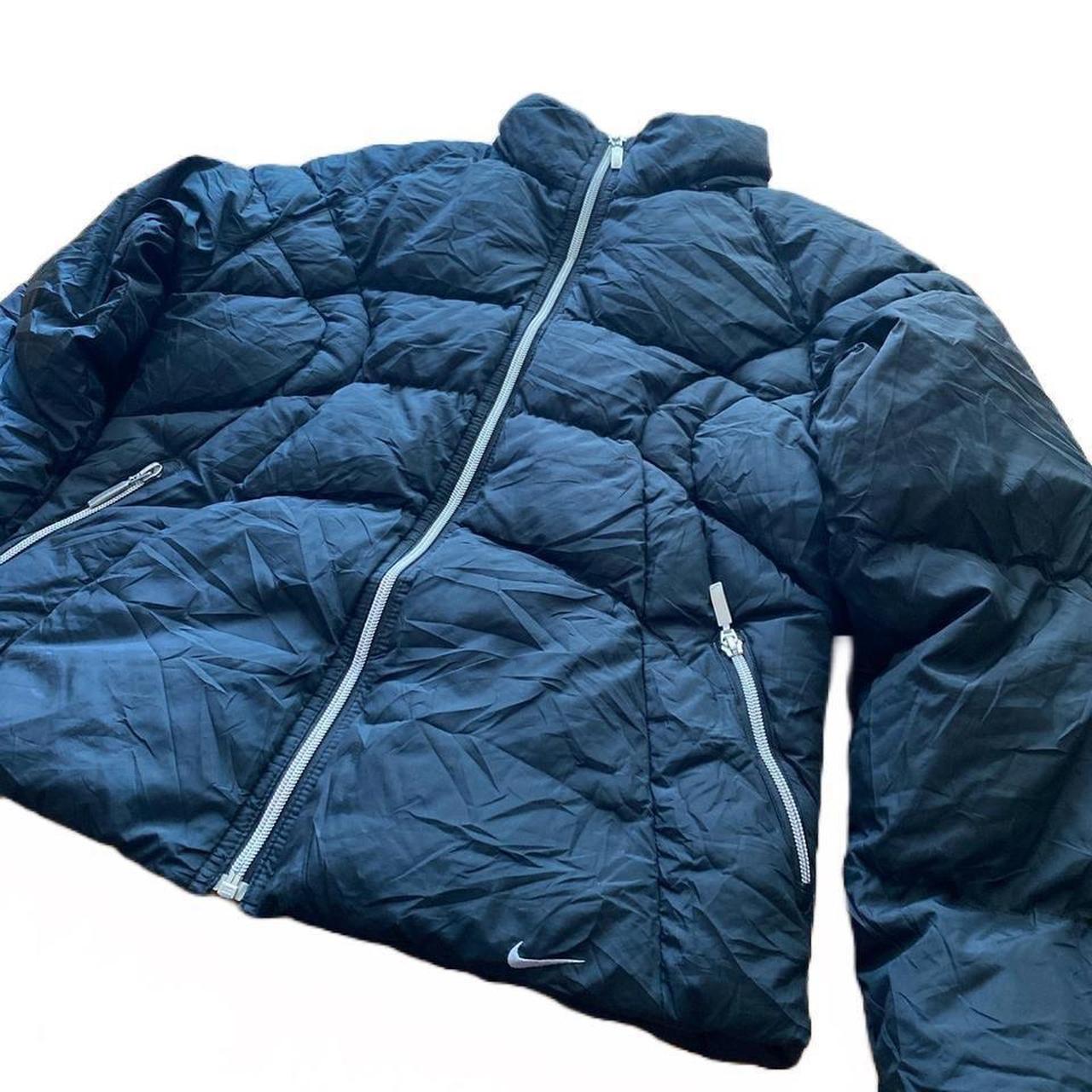 Women’s 00s black Nike puffer jacket with white embroidered logos