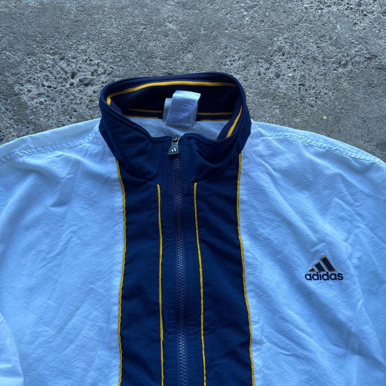 00s White and navy Adidas Track Jacket - M