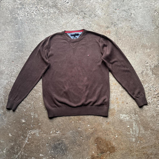 Y2K Brown Tommy Hilfiger knitted sweatshirt - L