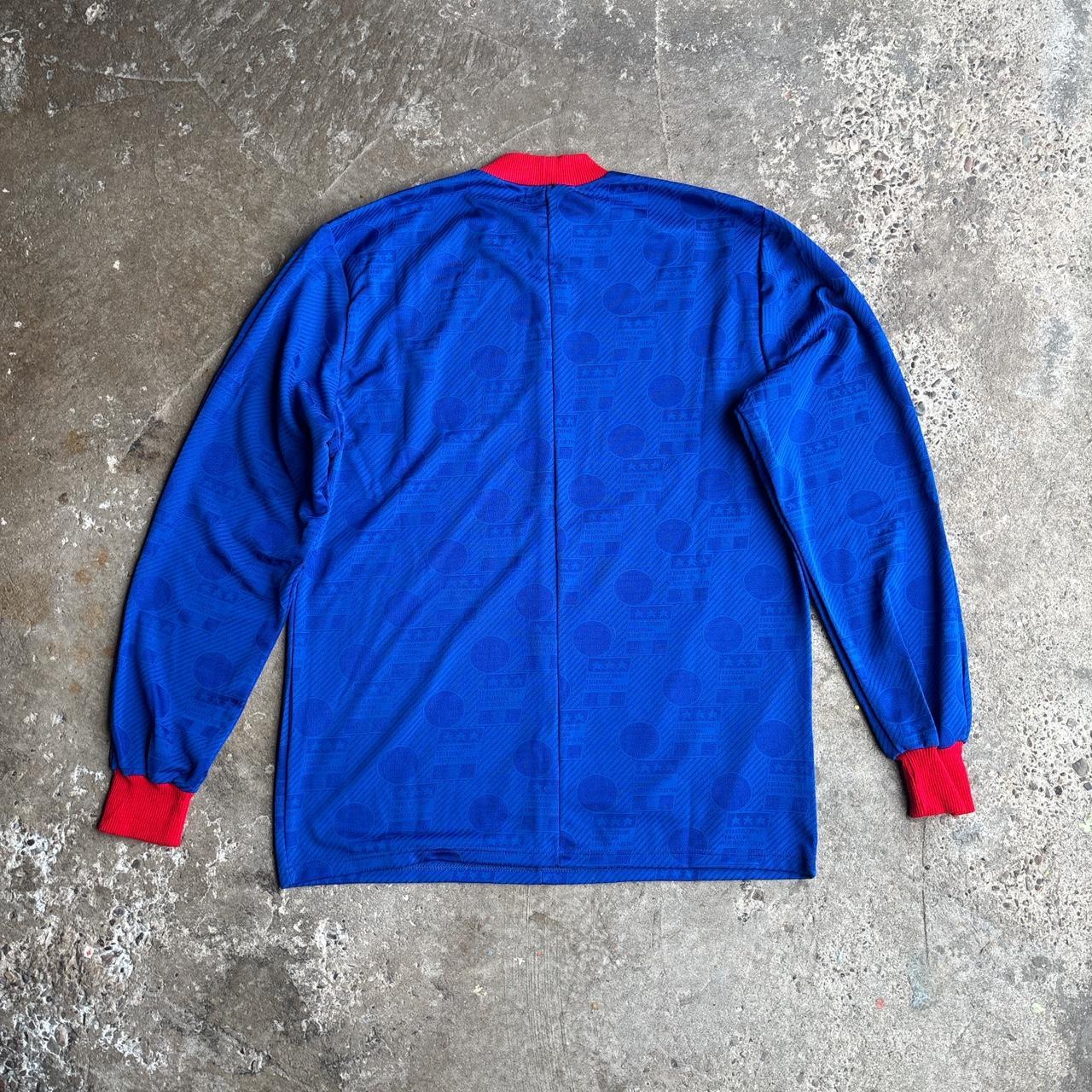 Vintage Blue Long-Sleeve Italian World Cup Promotional Football Shirt