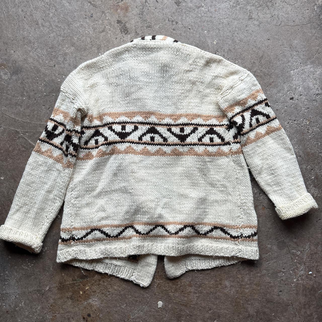Cream 100% wool hand knit cardigan