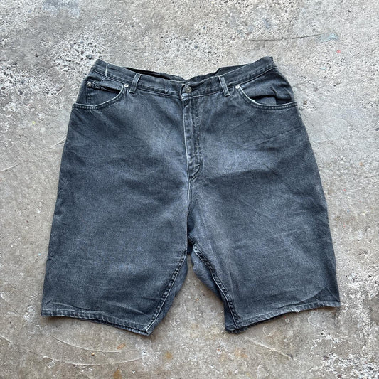 Washed black Lee denim shorts