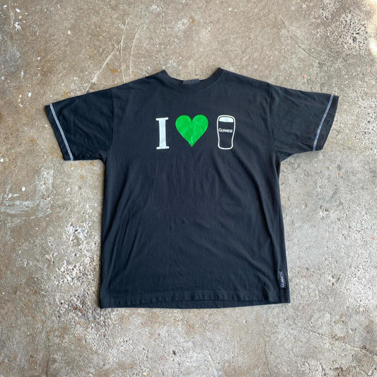 Black 00s Graphic Guinness T-shirt - L