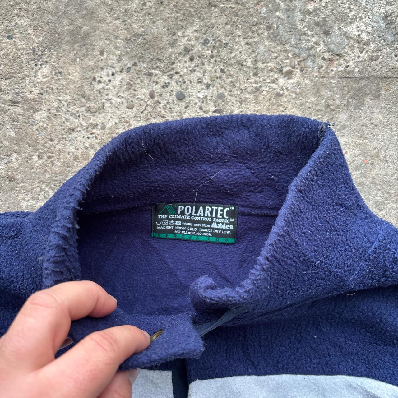 Navy and white Tenson Polartec vintage fleece with embroidered flag