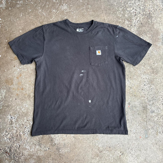 Black Paint Splattered Carhartt T-Shirt - L