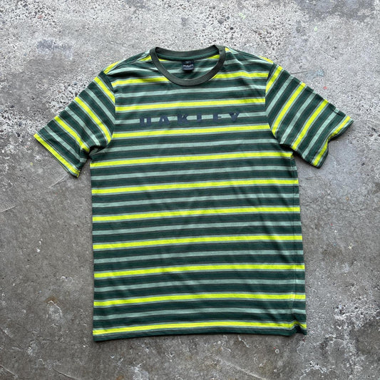 Orange and green striped Oakley T-shirt - M