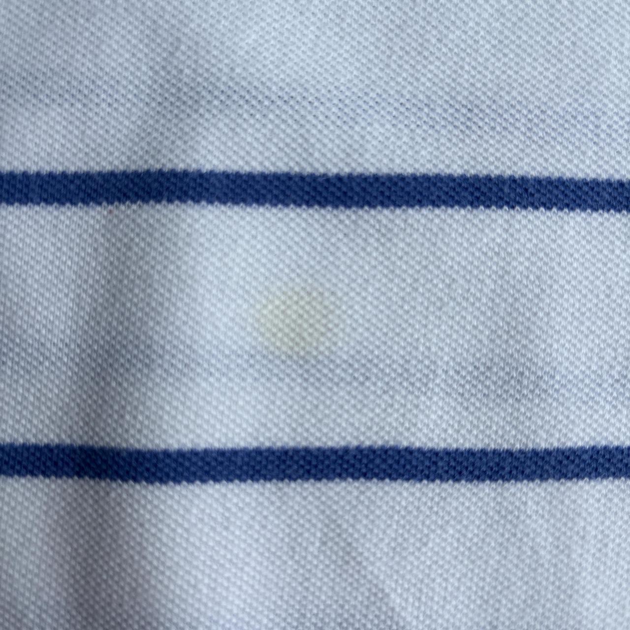 White & Blue Striped Ralph Lauren Golf Polo Shirt - L