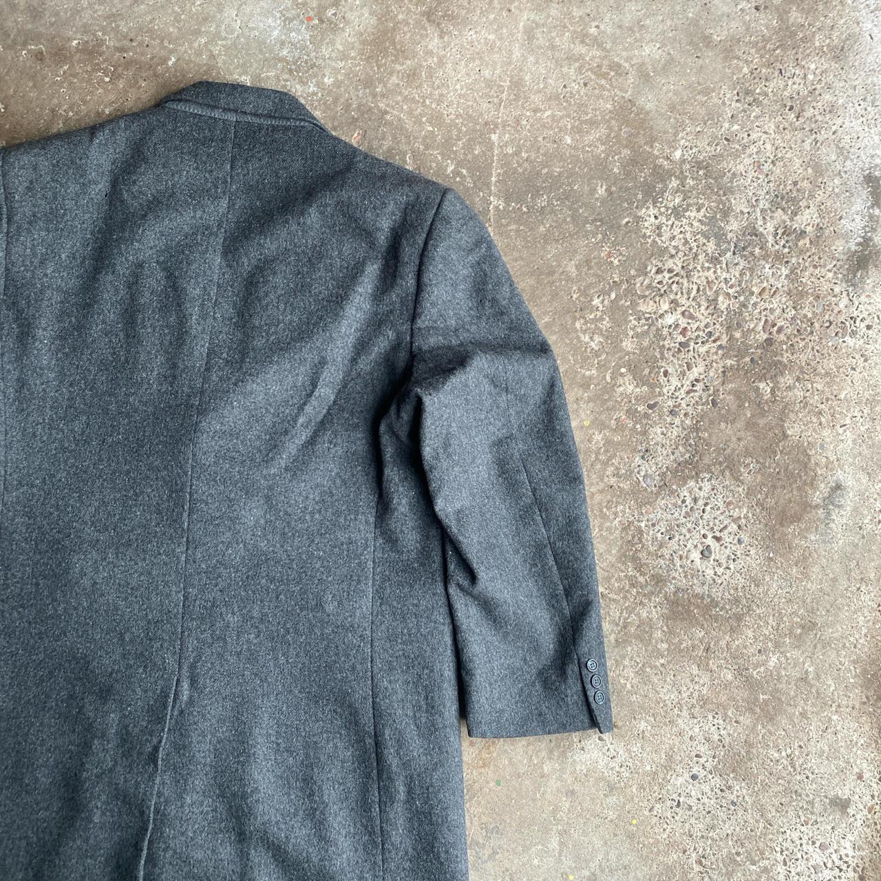 Vintage Grey Wool Long Overcoat - XL