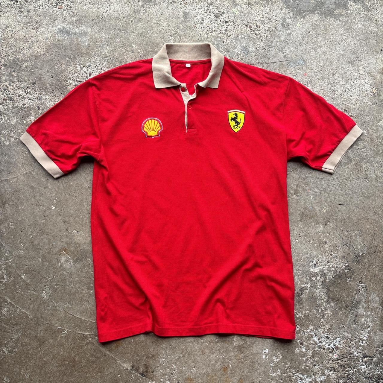 Vintage 90s Red Ferrari polo shirt