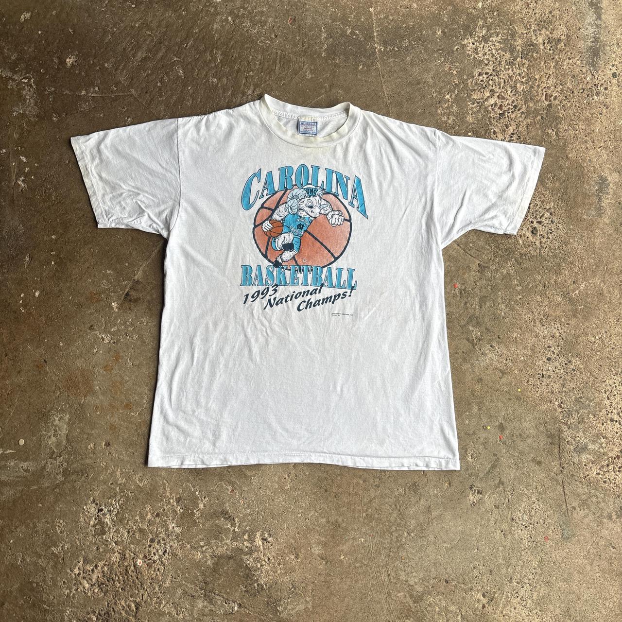 Vintage White Single Stitch Carolina Basketball T-Shirt - XL