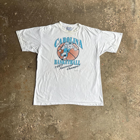 Vintage White Single Stitch Carolina Basketball T-Shirt - XL