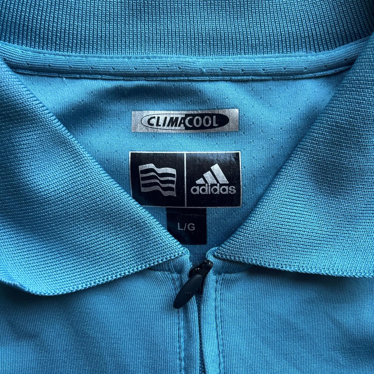 Blue Adidas Zip Golf Polo