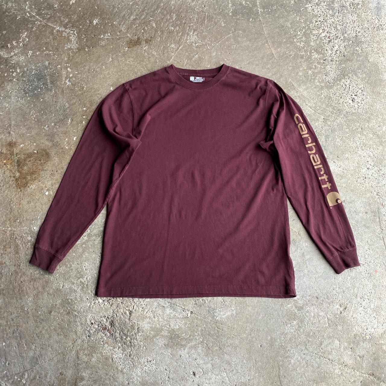 Burgundy Long Sleeve Carhartt T-Shirt - L