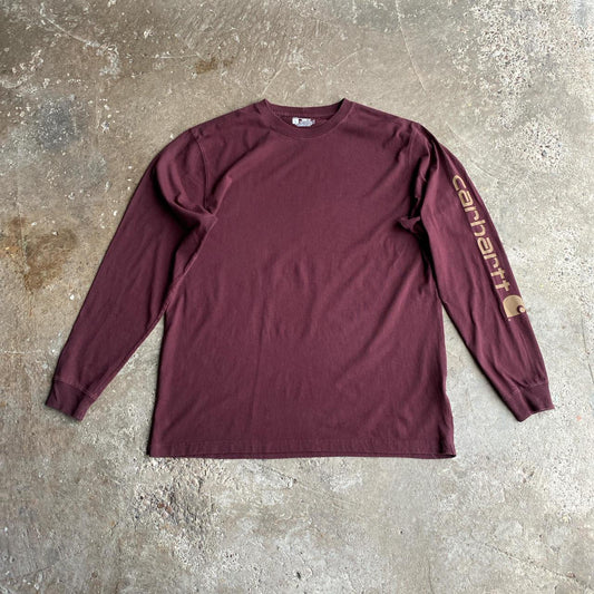Burgundy Long Sleeve Carhartt T-Shirt - L