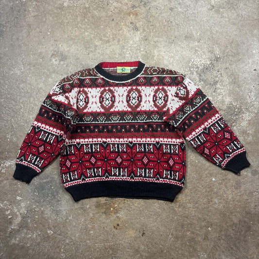 Vintage Red and black patterned knitted sweatshirt