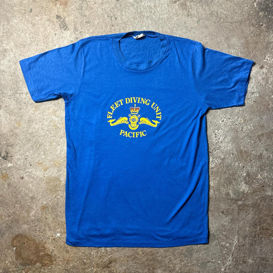 90s Blue graphic tee with ‘Fleet diving’ print