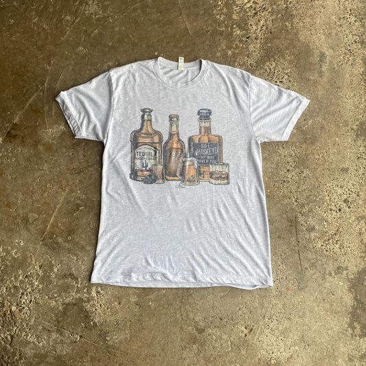 Grey Graphic Whiskey T-Shirt - M